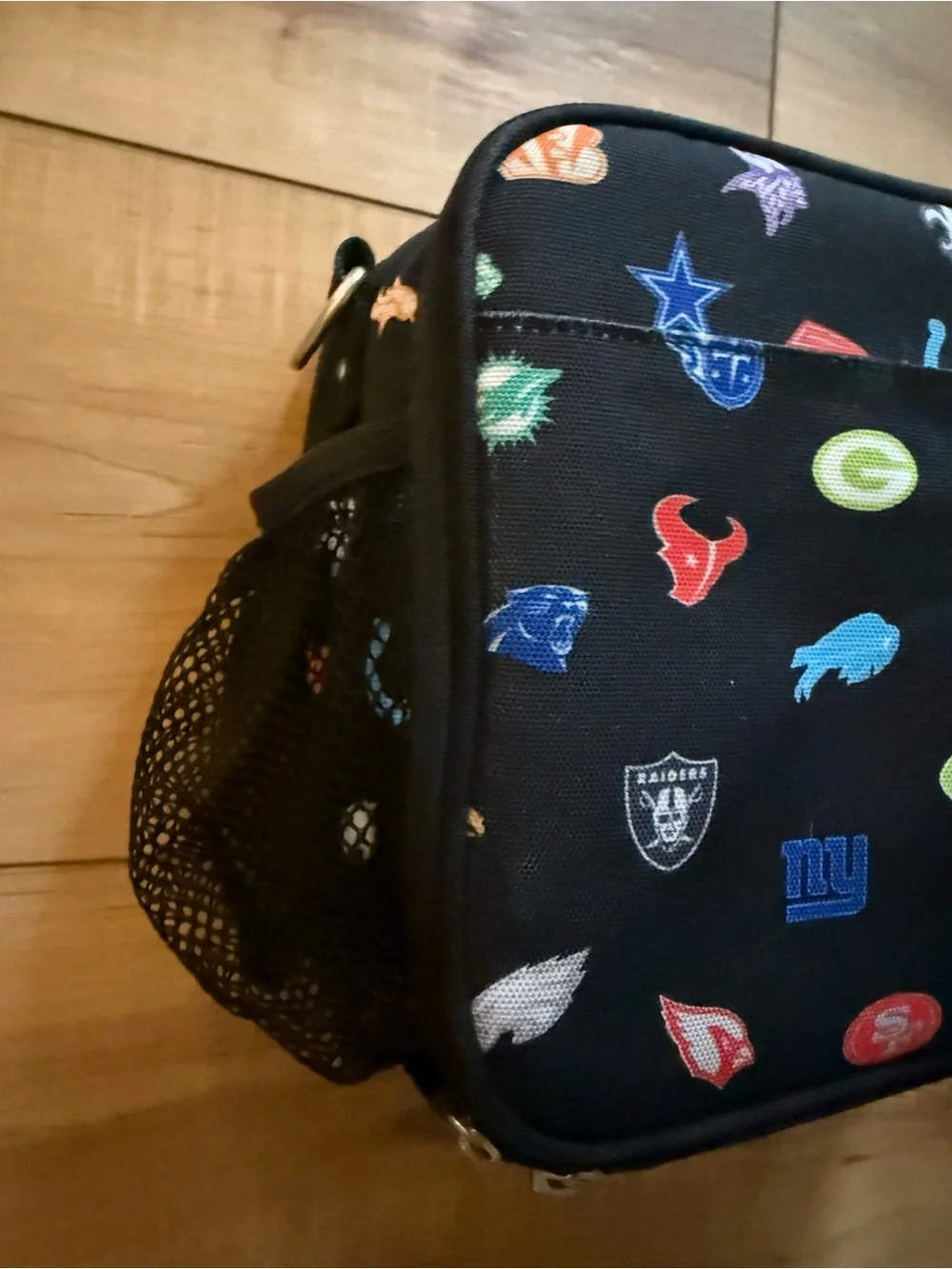 Pottery Barn Kids Black Lunch Bag with Multicolor Team Logos